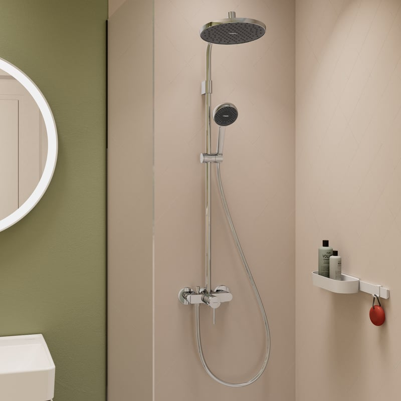 德國 hansgrohe Activera S 240 亮鉻色 EcoSmart 單把手淋浴花灑套組 28875000