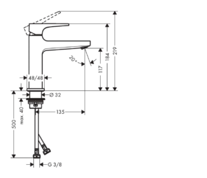 德國 hansgrohe Metropol 110 拉絲黑鉻 單把手面盆龍頭 32507340