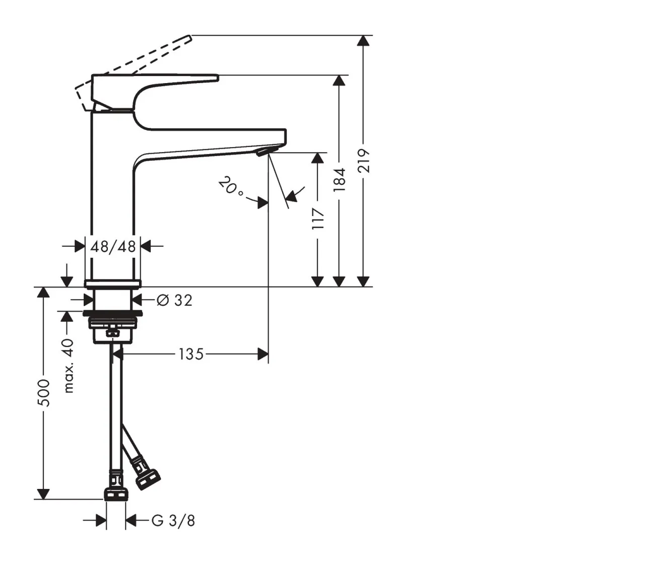 德國 hansgrohe Metropol 110 拉絲黑鉻 單把手面盆龍頭 32507340