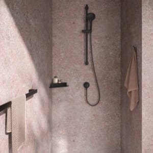 Keuco AVENO 霧面黑 轉角置物架附玻璃刮刀 14657370100｜商品圖