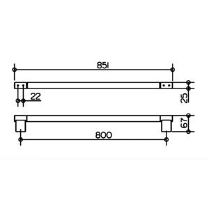 Keuco Plan Black Selection 毛巾架 80cm 14901370800 尺寸圖