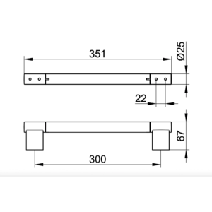 Keuco Plan Black Selection 扶手 35cm 14907370000 尺寸圖 Keuco Plan Black Selection 扶手 35cm 14907370000 尺寸圖