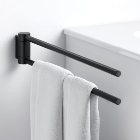 Keuco Plan Black Selection 可旋轉 雙桿側邊毛巾桿 14918370000｜商品圖