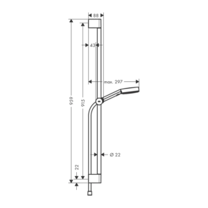 hansgrohe Pulsify Select S 105 淋浴滑桿組 90 cm 原廠尺寸圖