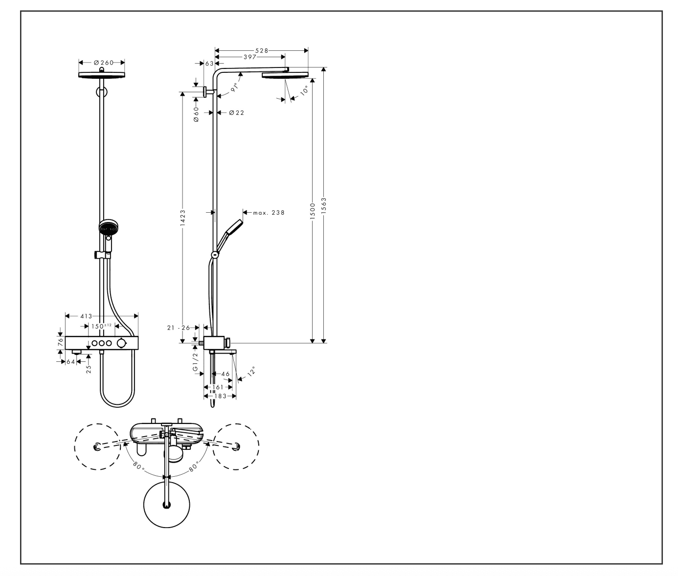 德國 hansgrohe Pulsify S 鉻色 恆溫淋浴花灑組 24230000｜商品圖