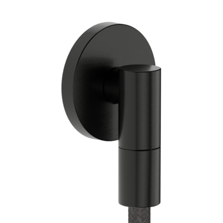 hansgrohe FixFit Fine S 拉絲黑鉻圓形壁出水接頭 (｜商品圖