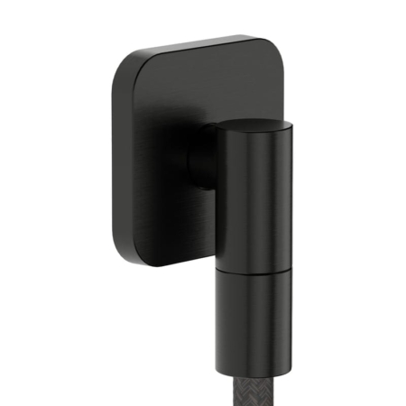 hansgrohe FixFit Fine Q 拉絲黑鉻方形壁出水接頭 (｜商品圖
