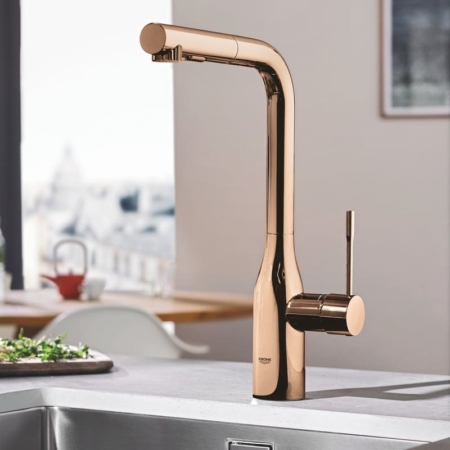 GROHE Essence 玫瑰金 抽拉式廚房龍頭 30270DA0 商品圖