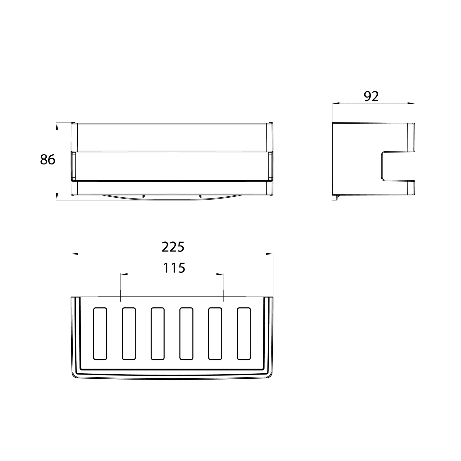 Emco System2 壁掛式 淋浴置物籃 354500123 尺寸圖 Emco System2 壁掛式 淋浴置物籃 354500123 尺寸圖