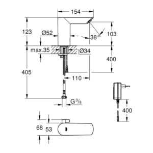 GROHE Bau Cosmopolitan E 鉻色 紅外線感應面盆龍頭 36453000