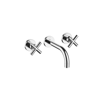 德國 Dornbracht TARA 亮鉻壁掛式三孔面盆龍頭 十字把手 160 mm 36707892-00