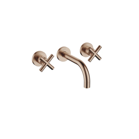 德國 Dornbracht TARA 拉絲銅壁掛式三孔面盆龍頭 十字把手 160 mm 36707892-42