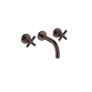 德國 Dornbracht TARA 拉絲深銅 PVD壁掛式三孔面盆龍頭 十字把手 160 mm 36707892-43