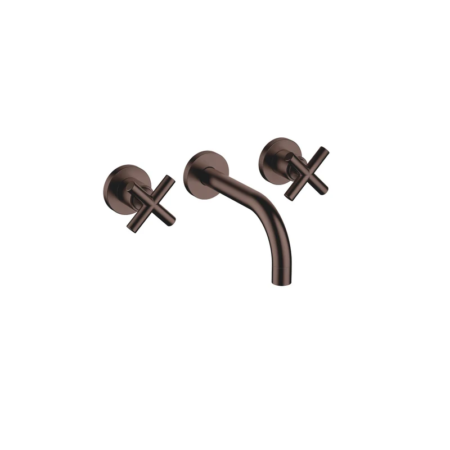 德國 Dornbracht TARA 拉絲深銅 PVD壁掛式三孔面盆龍頭 十字把手 160 mm 36707892-43