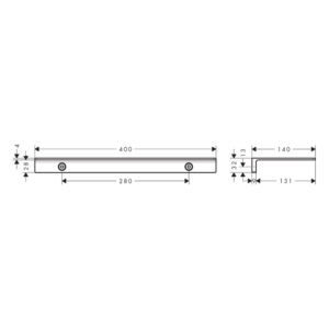 hansgrohe AddStoris S 壁掛置物架 400 mm 41794 原廠尺寸圖
