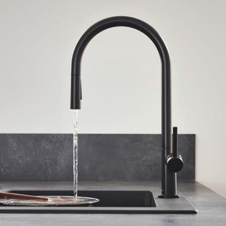 hansgrohe Talis M54 霧面黑 抽拉花灑廚房龍頭 210 雙出水｜商品圖