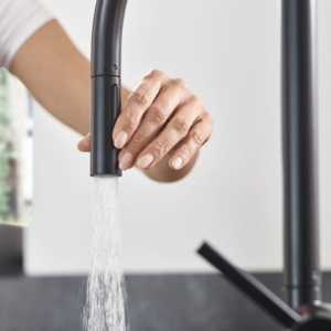 hansgrohe Talis M54 霧面黑 抽拉花灑廚房龍頭 210 雙出水｜商品圖