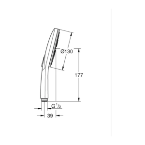 GROHE Rainshower SmartActive 130 三段出水手持蓮蓬頭 22127｜原廠尺寸圖