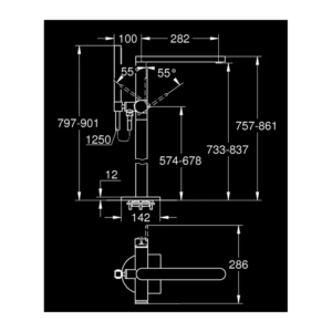 GROHE Plus 落地式浴缸龍頭 23846｜原廠尺寸圖