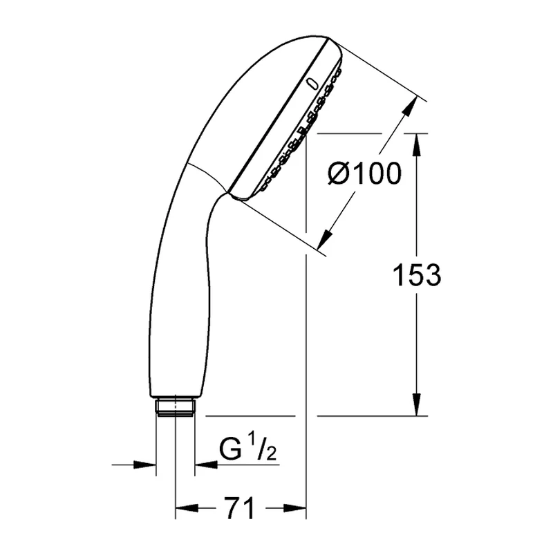 28261 原廠尺寸圖 GROHE Tempesta 100 亮 三段出水手持蓮蓬頭 28261|原廠尺寸圖