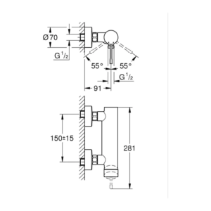 GROHE Essence 單槍淋浴龍頭 33636｜原廠尺寸圖