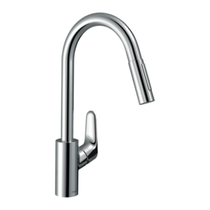 德國 hansgrohe Focus M41 240 亮鉻 抽拉式雙水流廚房龍頭 31815000 原廠商品照
