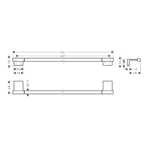 hansgrohe AddStoris S 浴巾桿 661mm 41767｜原廠尺寸圖