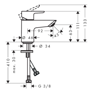 hansgrohe Neovis Q 70 面盆龍頭 71346｜原廠尺寸圖