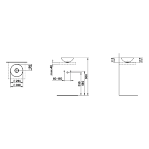 德國製 LAUFEN Alape CHARACTERS 圓形檯上盆 30 cm 原廠尺寸圖